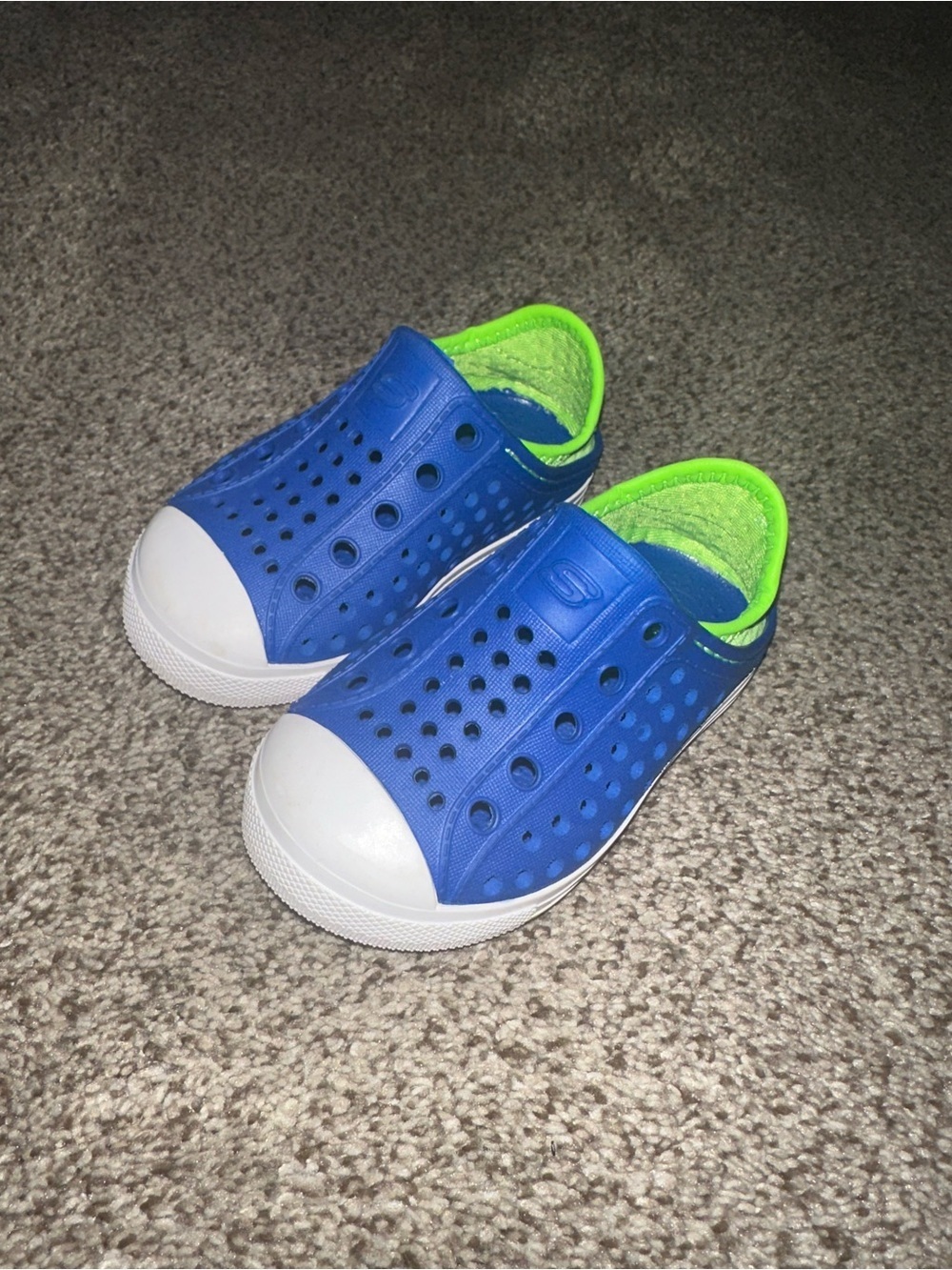 Skechers Toddler Blue Slip-On Water Shoes with Neon Green Lining